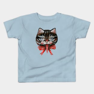 Cute black cat Krampus face Kids T-Shirt